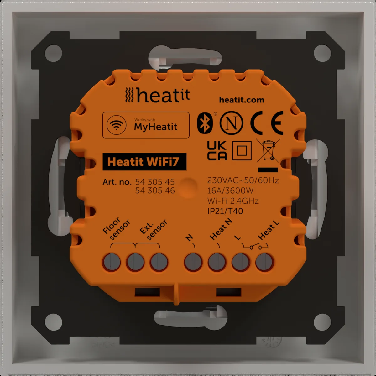 Heatit WiFi7 πίσω όψη με ακροδέκτες