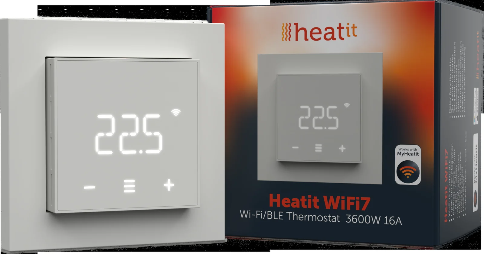 Heatit WiFi7 έξυπνος θερμοστάτης — Λευκό, με συσκευασία